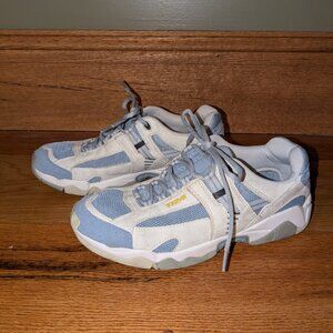 Teva Leather Mesh Hiking Trail Shoes Women 9.5 Blue Cream Hiker *No Insoles